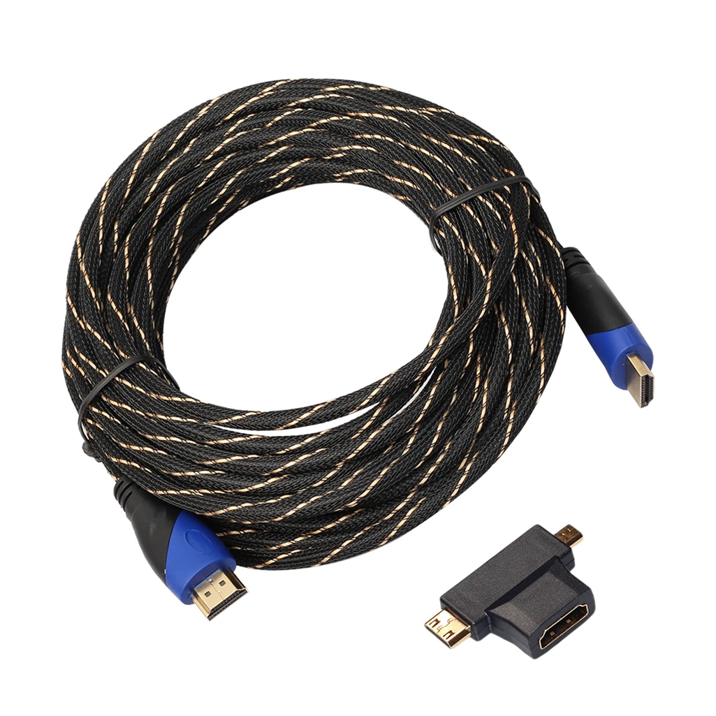 REXLIS 3 в 1 HDMI Наборы нейлоновая сетка тонкий плетеный кабель V1.4 + Micro &amp Mini конвертер