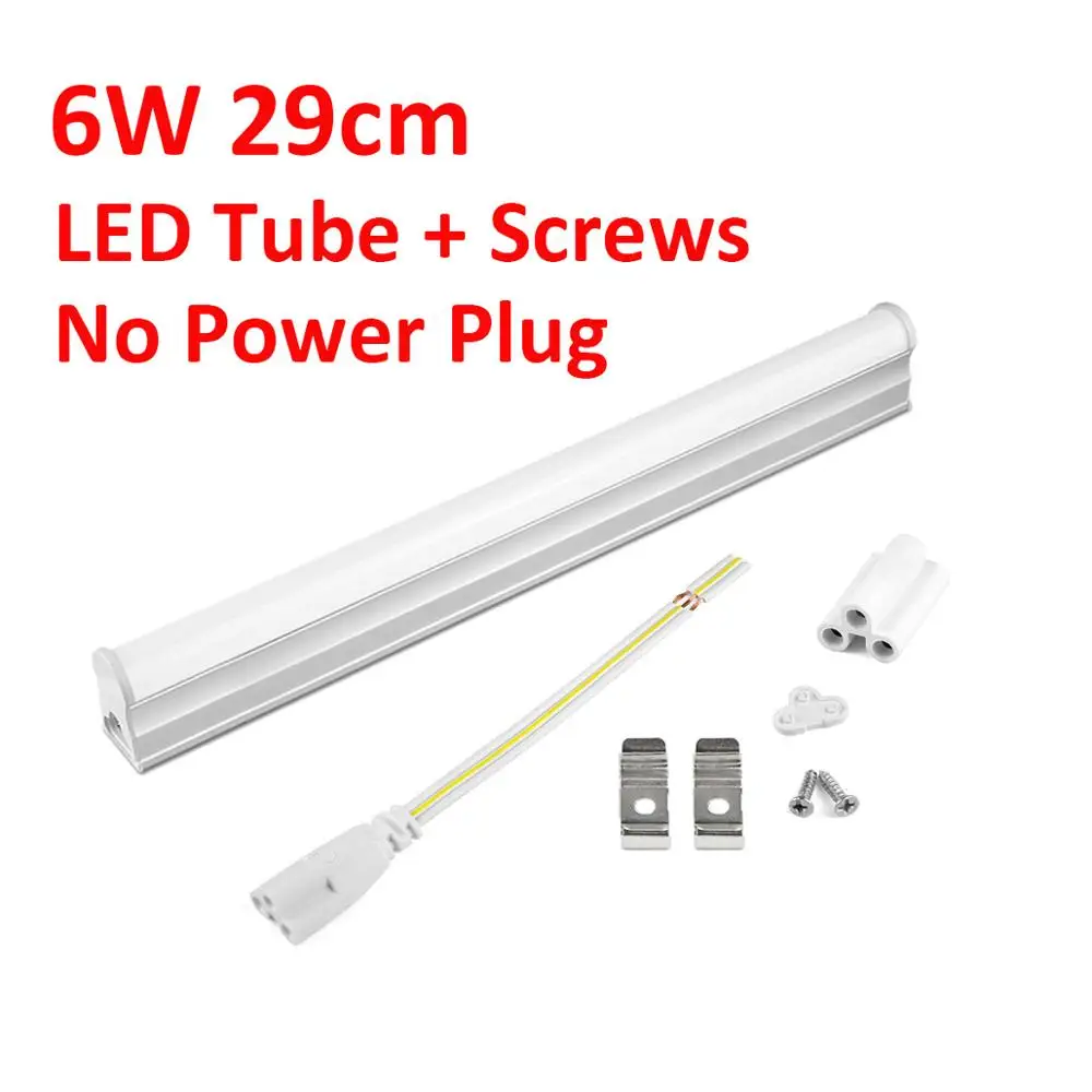 6W NO EU Plug Светодиодный светильник T5, ламповый светодиодный настенный светильник cocina, лампочка для шкафа, 10 Вт, 6 Вт, 220 В, высокая яркость, кухонный светильник, украшение дома - Испускаемый цвет: 6W NO EU Plug