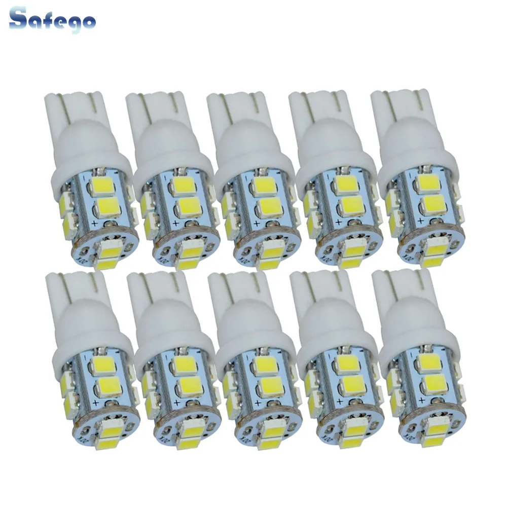 Safego 10 шт. W5W led T10 белый SMD 12V 194 168 147 Автомобильная боковая клиновидная лампа