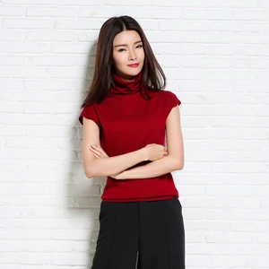 Женский трикотажный жилет с воротником-хомутом, однотонный кашемировый топ без рукавов, весна-лето 2019