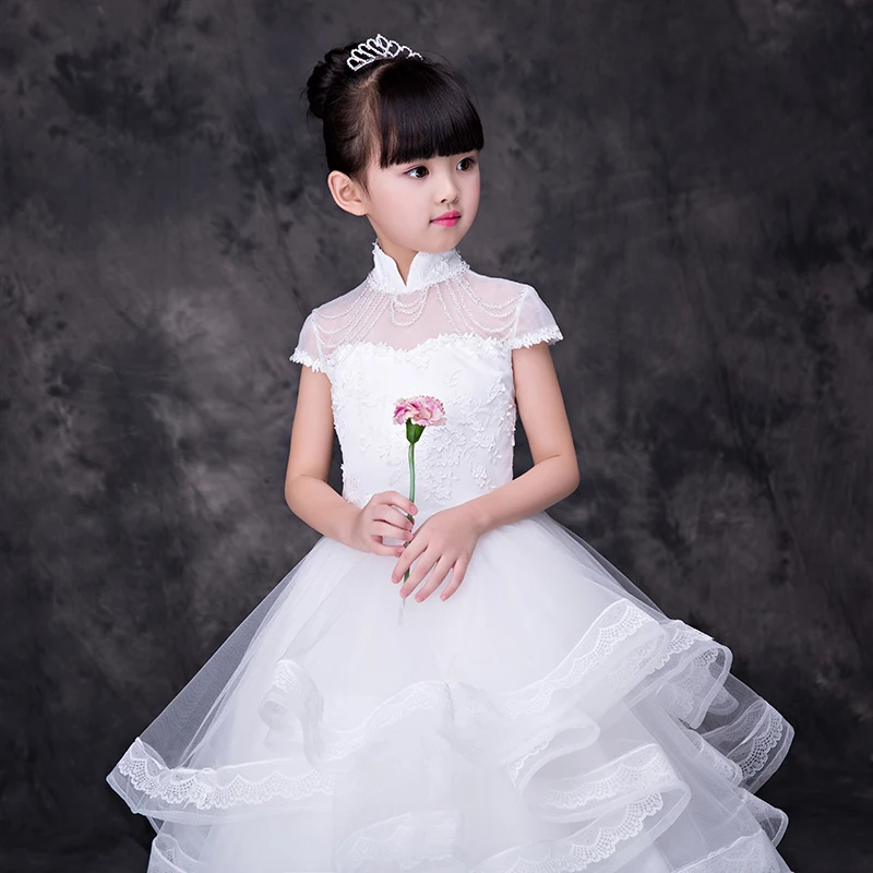 Новые Платья с цветочным узором для девочек рукавами-крылышками и бусинами
