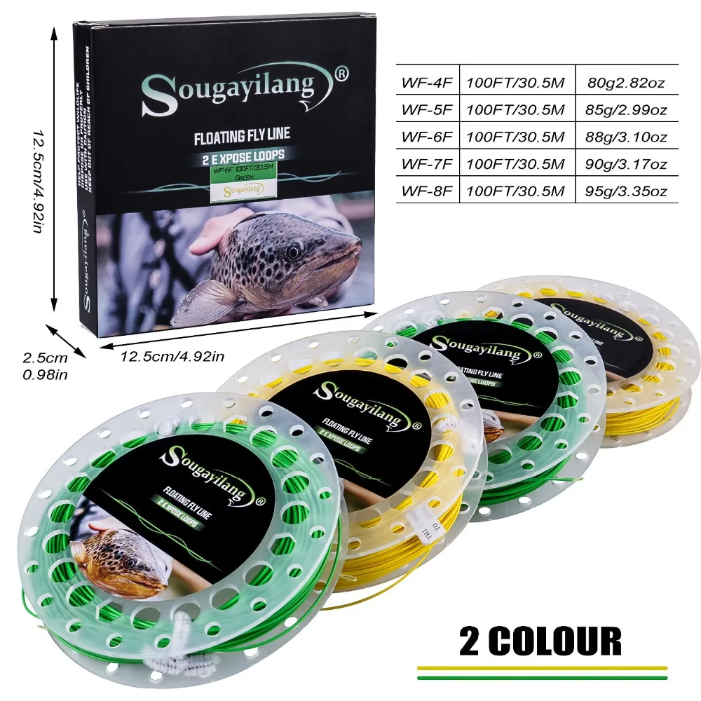 Sougayilang 100FT Fly Line WF 4/5/6/7/8F Вес вперед плавающая леска со сварными петлями Новое