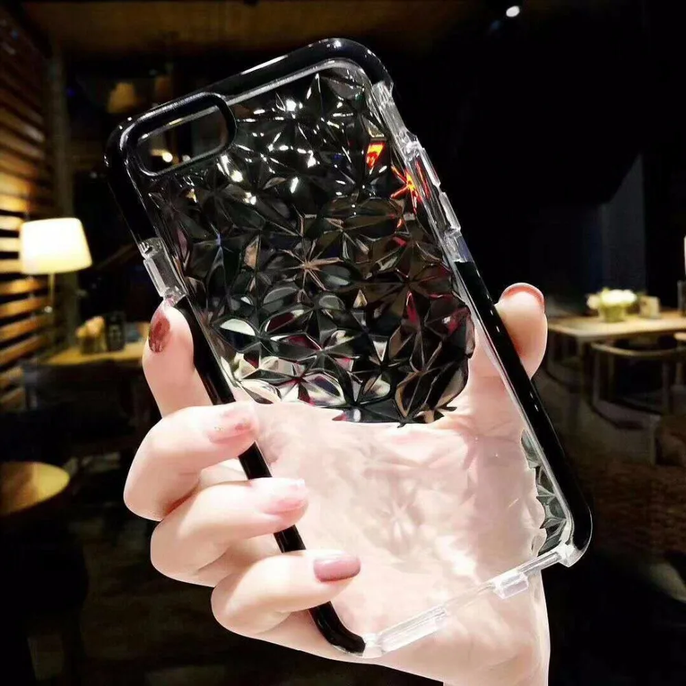 Rhombus Case For iPhone XS MAX XR Glitter X 8 7 Plus 6 6s Powder Silver Soft TPU With Hard PC Edge Phone |