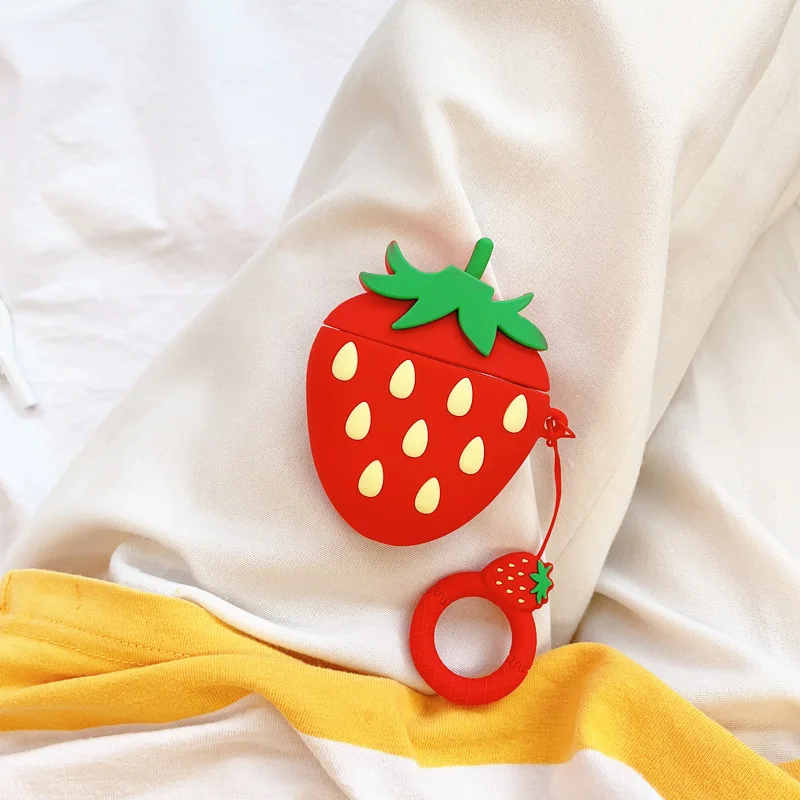 Симпатичная Клубника Фрукты беспроводной Bluetooth наушники чехол для Apple Airpod