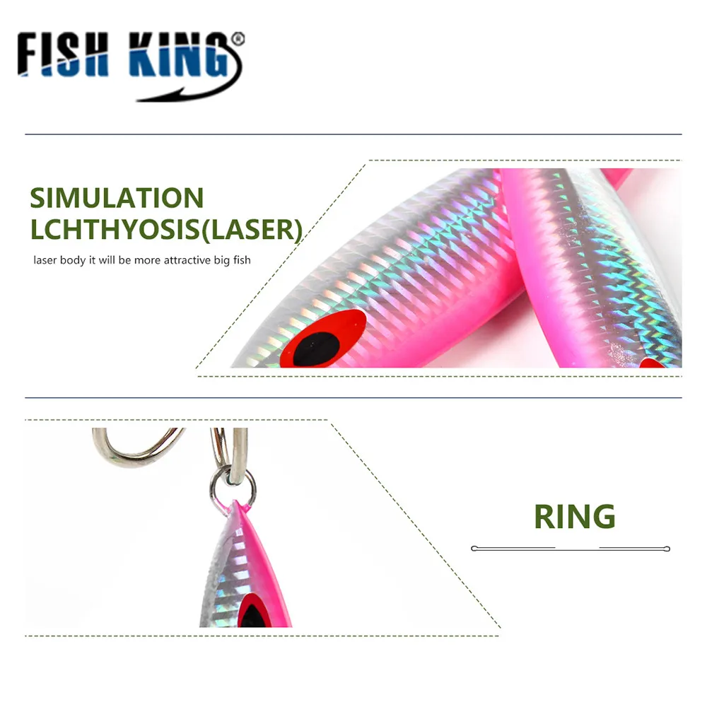 FISH KING 4 цвета 3D глаза металлические рыболовные блесны Ложка морская твердая