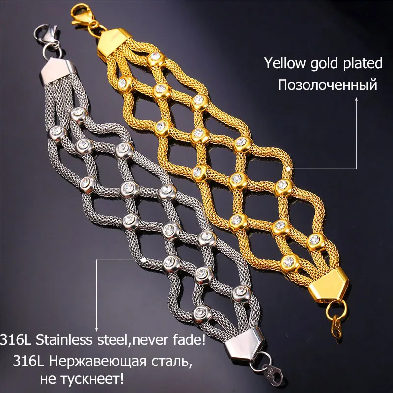 U7 Позолоченный/ Стальный Браслет Для Женщин Подарок Ювелирные Изделия Оптом