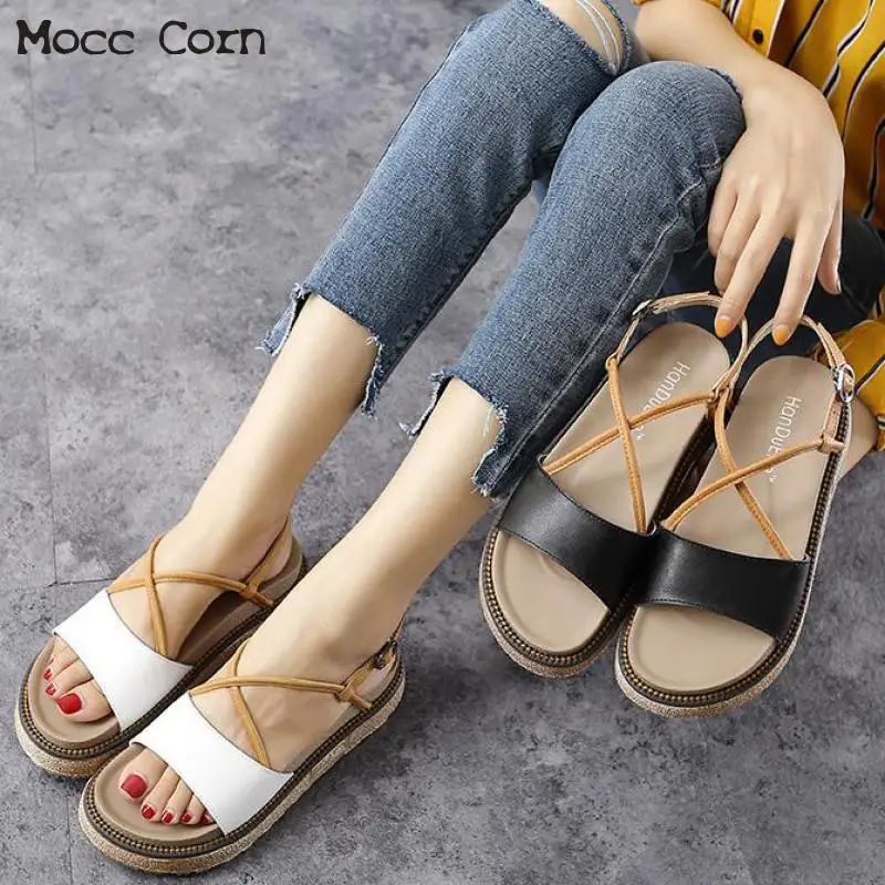 Mujer Sandalias женские сандалии на платформе летние туфли с открытым носком плоской