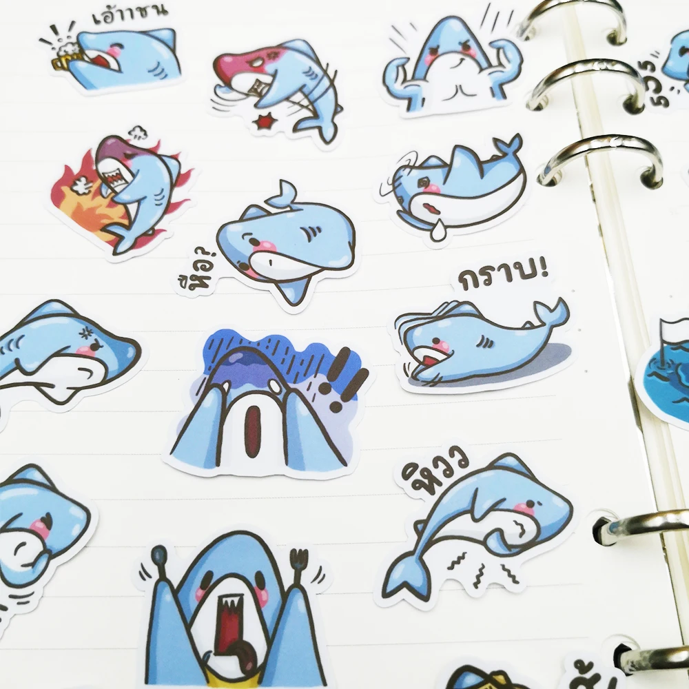 20/40 шт. Kawaii Забавный наклейка в виде акулы граффити тапочки в виде персонажа аниме Скрап Бумага украшения для самодельного изготовления альбом случайный не повторяются