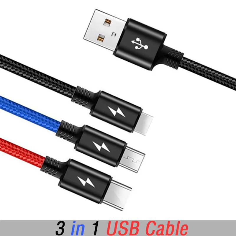 3 2 в 1 120 см 200 кабель с разъемом Micro Usb Type-C для многократной зарядки usb-кабель типа C