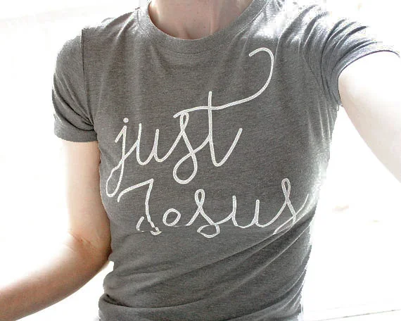 

Just Jesus Christian T-Shirt Stylish Casual Religious Clothing Tee Lover faith jesus Gift Outfits Girl Cotton Bible Outfits Top