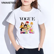 Harajuku/забавная Милая модная детская футболка с принтом принцессы Детская футболка с короткими рукавами и круглым вырезом повседневная одежда для маленьких девочек HKP5294
