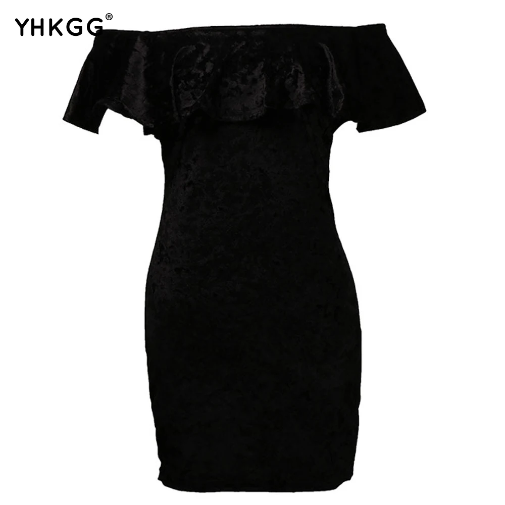 Новый Без Бретелек бархат bodycon dress sexy women слово плечо mini ночной клуб | Женская