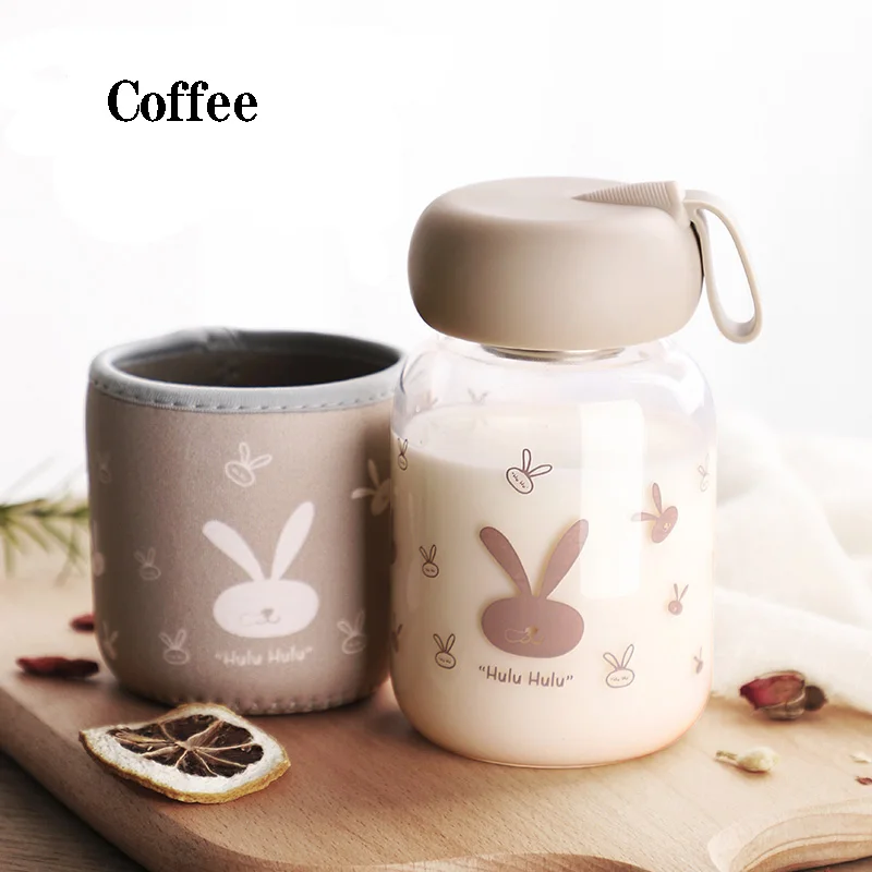 380 мл маленькая стеклянная чашка для кормления с кроликом детей бутылочка