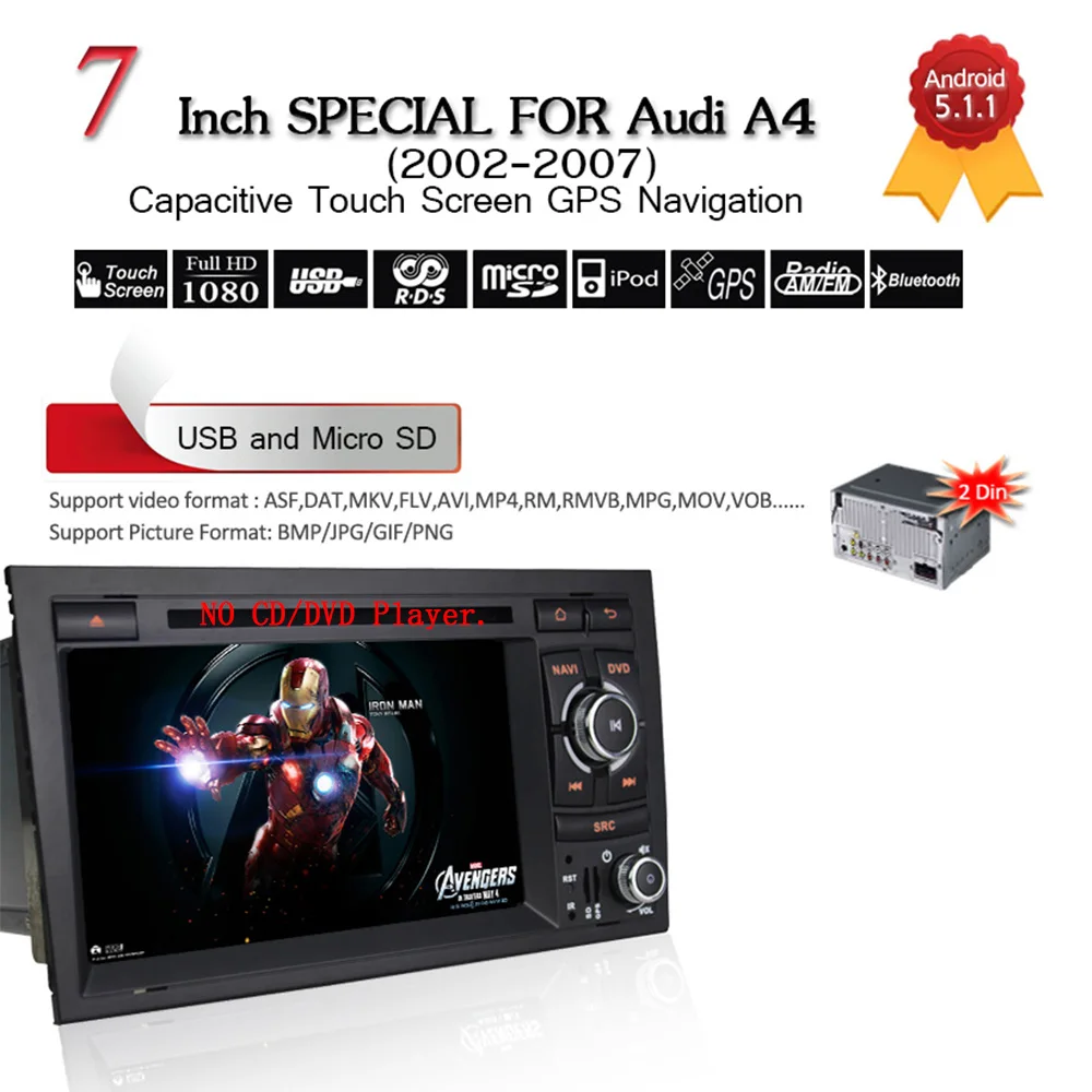 7-дюймовый автомобильный DVD-плеер GPS-навигация радио аудио для Audi A4