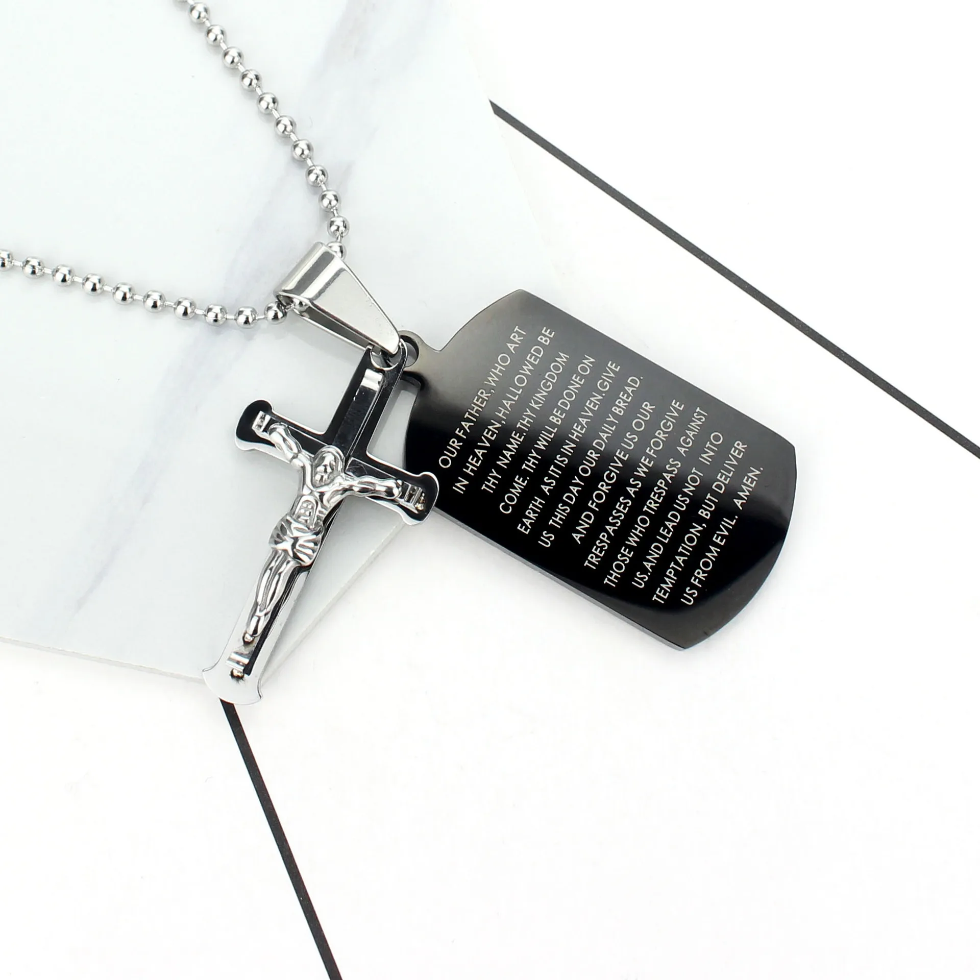 Модная подвесная бирка Иисуса из нержавеющей стали мужское ожерелье с надписью