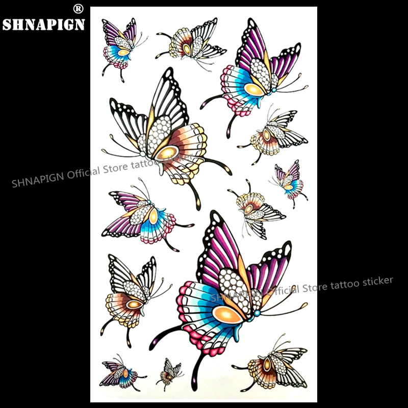 SHNAPIGN Африканская бабочка временная татуировка боди арт тату наклейки на руку 17*10