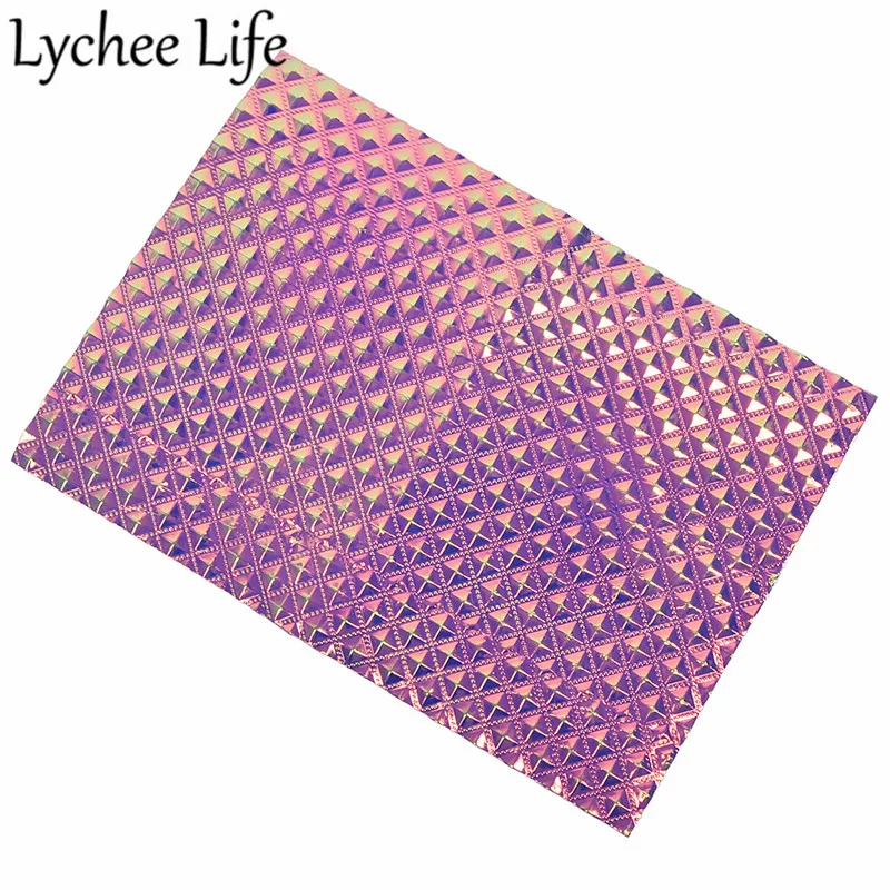 Lychee Life A4 Переливающаяся кожаная ткань цветная PU голографическая Ткань DIY