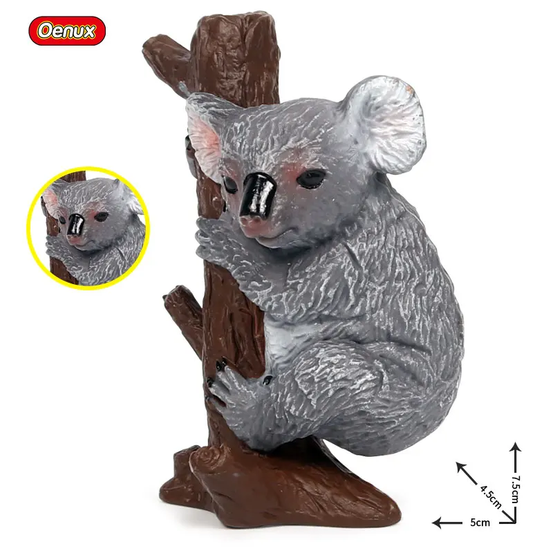 Koala Oenux оригинальные дикие животные Leopard Lion Модель фигурка Альпака Павлин Статуэтки-пауки миниатюрная Коллекция игрушек для детей - Цвет: Koala