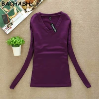 bachash new 2020 fashion export brand women cashmere sweater solid long sleeve slim women knitted wool sweater pullovers spring