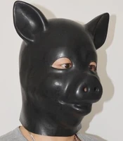 lh03fetish latex full head latex pig dog cat leopard head slave mask rubber hood sm suffocate mask fetish wear