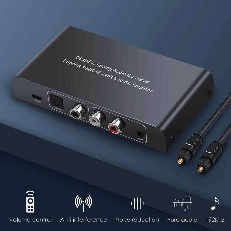 

PROZOR DAC Digital To Analog Audio Converter With IR Remote Control Optical Toslink Coaxial To RCA 3.5mm Jack Adapter 192kHz