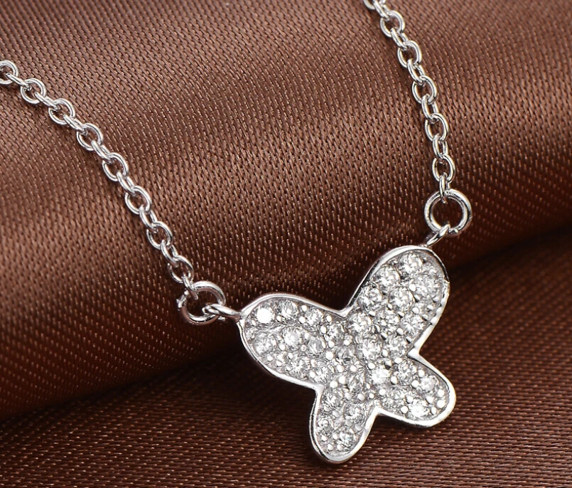 Чистое Серебро 925 Серебряный кулон ожерелье с в форме бабочки (LT)|necklace with|pendant