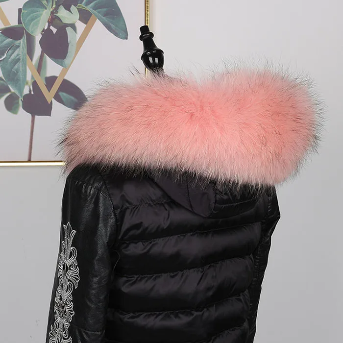 pink Pudi SF869 женские манжеты из натурального меха енота длинный натуральный воротник из натурального меха лисы - Цвет: pink