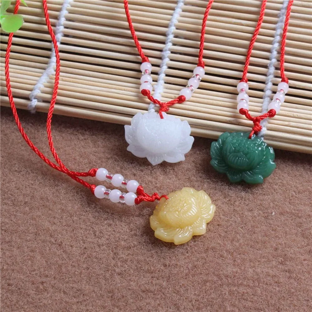 2018 Glass Lotus Pendant Necklace Praying for Safety Buddhism Gift Fashion Party Accessories | Украшения и аксессуары