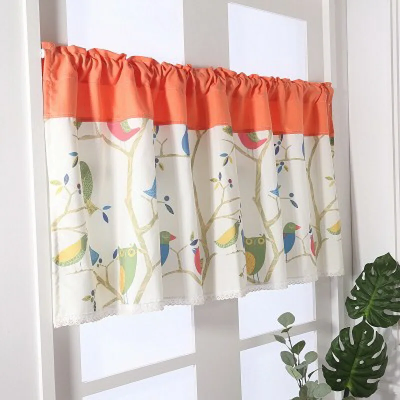 Модные занавески в пасторальном стиле с принтом без перфорации для кухни