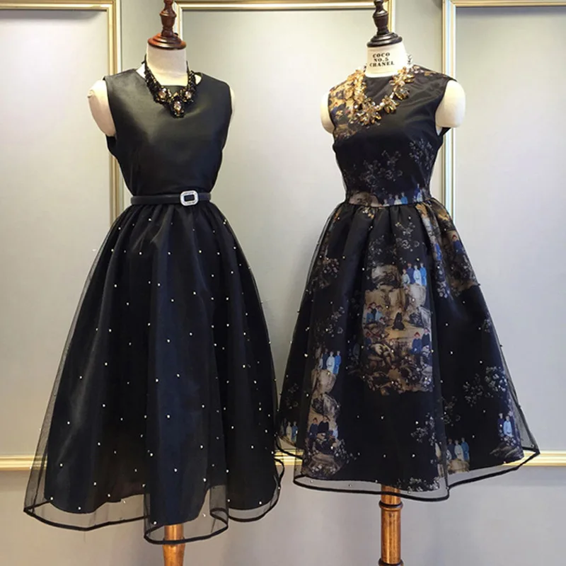 Женское бальное платье без рукавов черное винтажное праздничное принцессы с