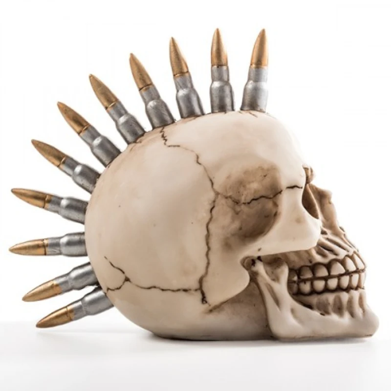 Пуля голова Череп Украшение Фигурка Mohawk скелетная фигура Mohican панк череп с пулями