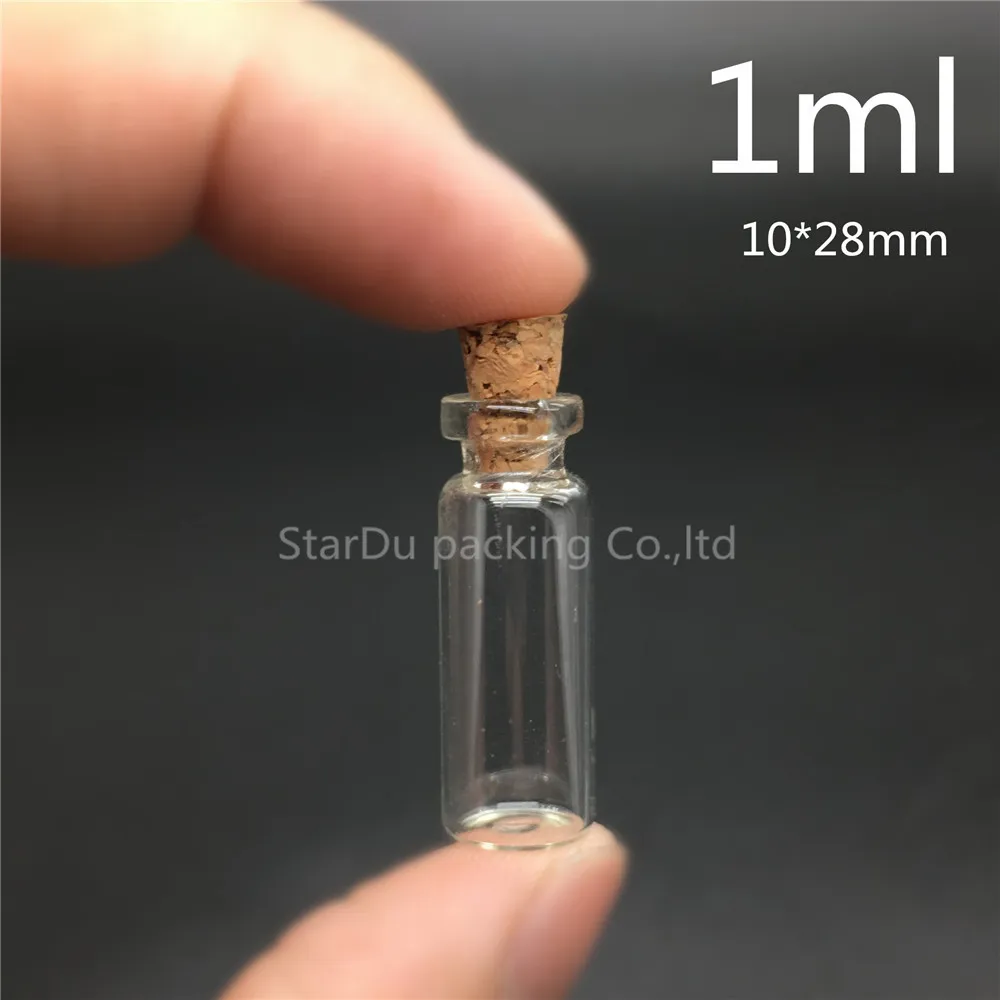 

500pcs/lot diameter 10*28mm 1ml empty Wishing Glass Bottle with Cork ,High-quality Glass Vials Display Bottle Wholesale