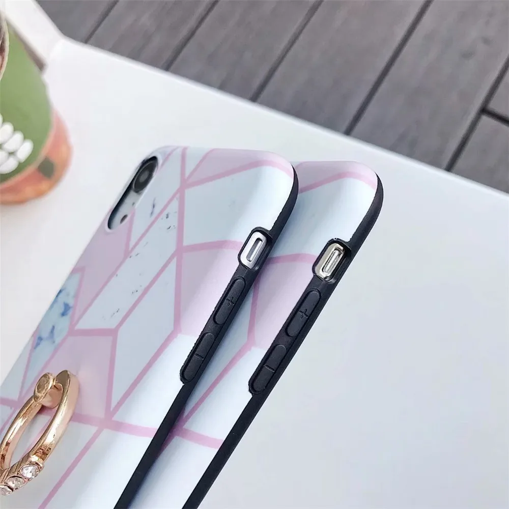 Роскошный Мраморный держатель кольца для пальцев чехол iPhone x s xs max xr 6 6s 7 8 Plus