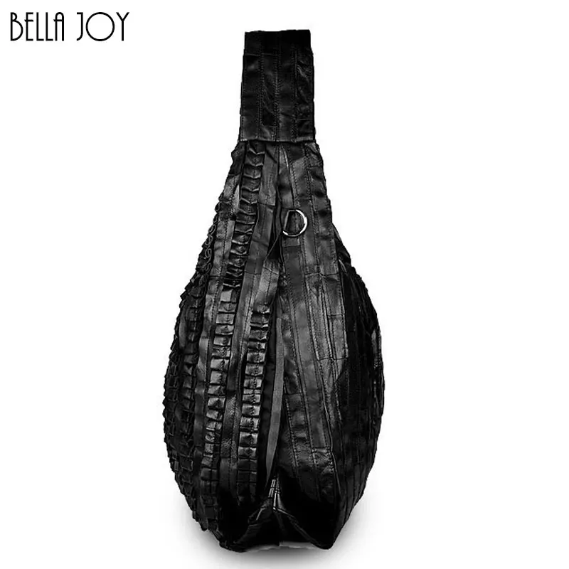 BELLA JOY большой емкости Женские сумки из натуральной кожи плиссированные дизайнерские Популярные