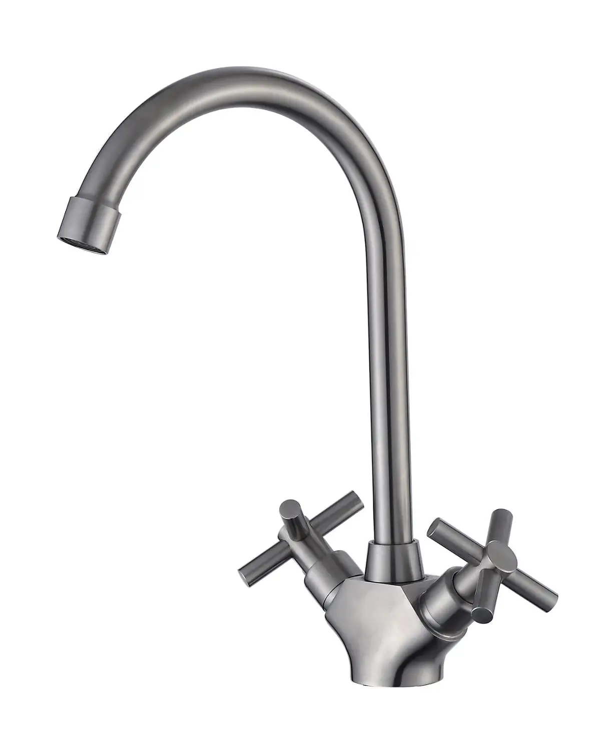

304 stainless steel cold and hot kitchen faucet double open double single hole dishwasher sink 360 rotary wire drawing faucet