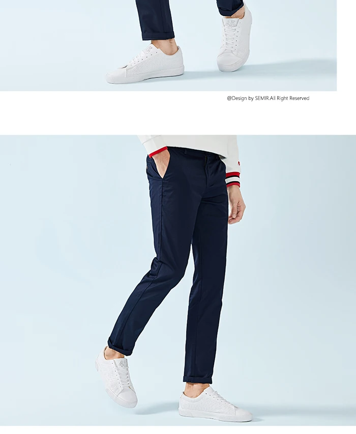 SEMIR, мужские обтягивающие хлопковые брюки, мужские чиносы с вышивкой, Мужские штаны, модные штаны на весну