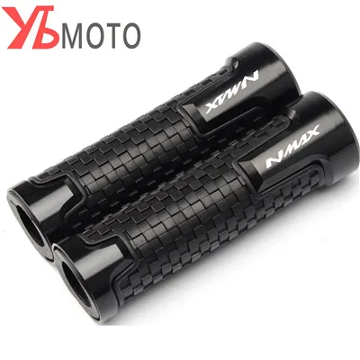 Логотип N-MAX 7/8 ''22 мм CNC рукоятки для мотоциклов гоночный грипса на руль для YAMAHA NMAX 155 - Цвет: Black
