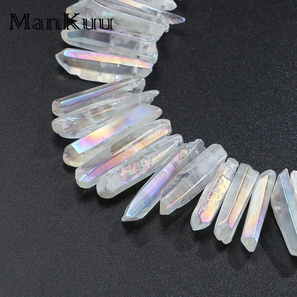 Mankuu White Clear Crystal Pendant Column Irregular Pillar Natural Healing Stone Pendants For DIY Jewelry Making | Украшения и