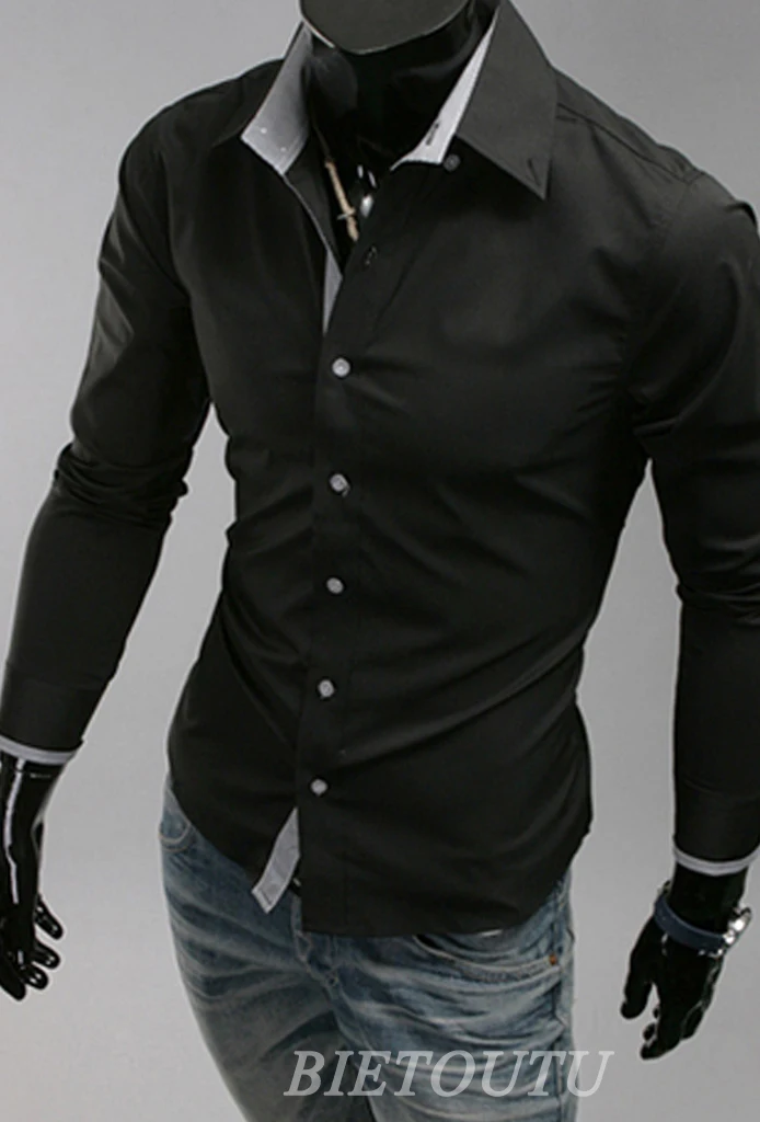 Luxury Men's Stylish Casual Shirt Slim Fit Long Sleeve Formal Blouse | Мужская одежда