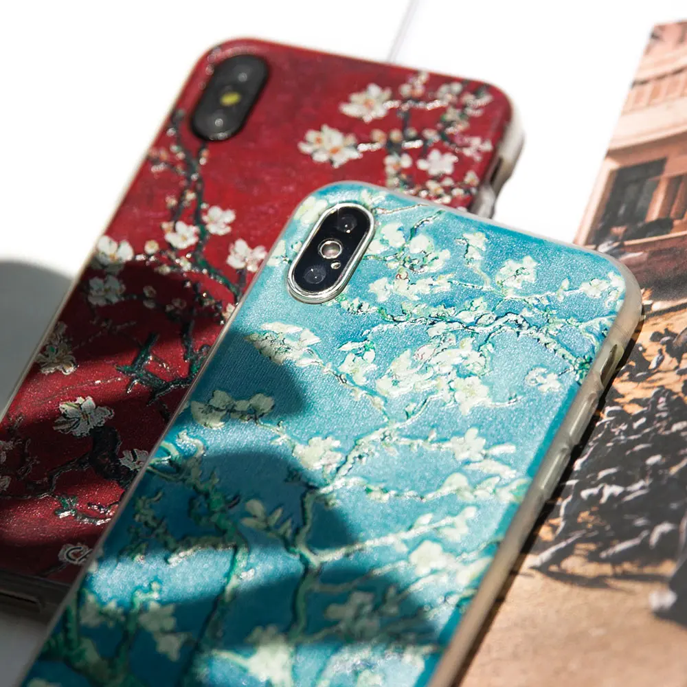 CASEIER Emboos Van Gogh чехол для телефона iPhone 7 8 Plus 6 6s 5 5S SE силиконовый X XR XS MAX Couque Funda чехлы |