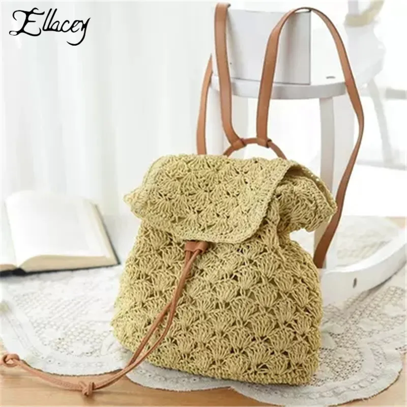 Новый Ретро соломенный пляжный рюкзак выдолбленный водонепроницаемый чехол для