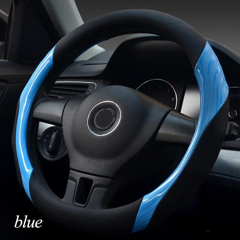

Car interior Protection accessories fashion black orange blue comfort Streamline style design Car Steering Wheel Cover Non-slip