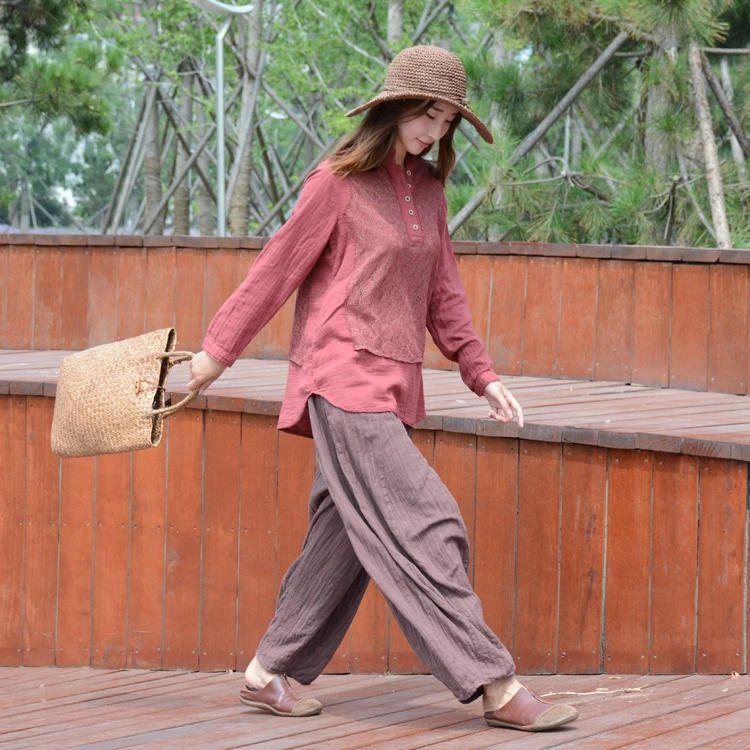 2018 cotton linen women top vintage summer autumn t-shirt long sleeve ladies tops fashion brand female vestidos clothing | Женская