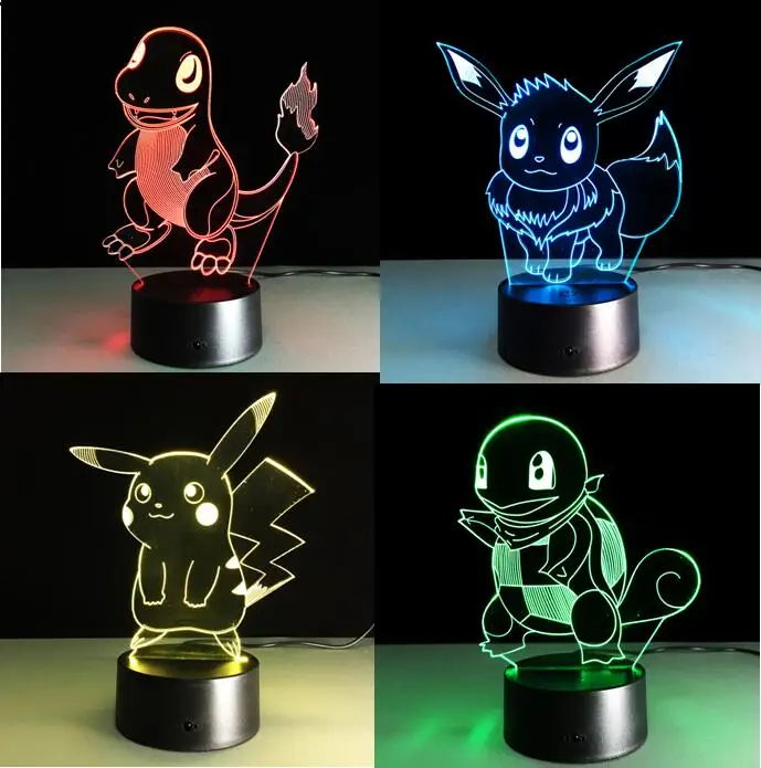 Pokemon Go Touch Night Lights красочные Charmander игры Пикачу фигурки игрушки белки булбазавр