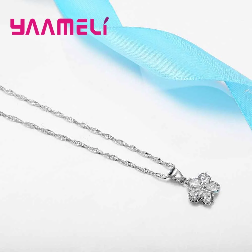 

High Quality 925 Sterling Silver Jewelry Sets For Women Wedding Party Decorations Flowers Shaped Lovers Gift For Femme