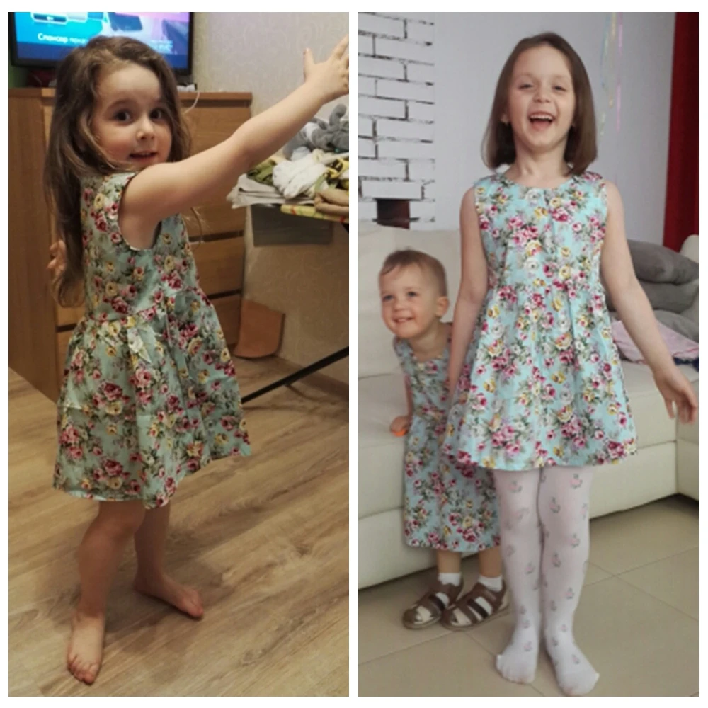 Детское платье из 100% хлопка для подростков без рукавов с цветочным принтом