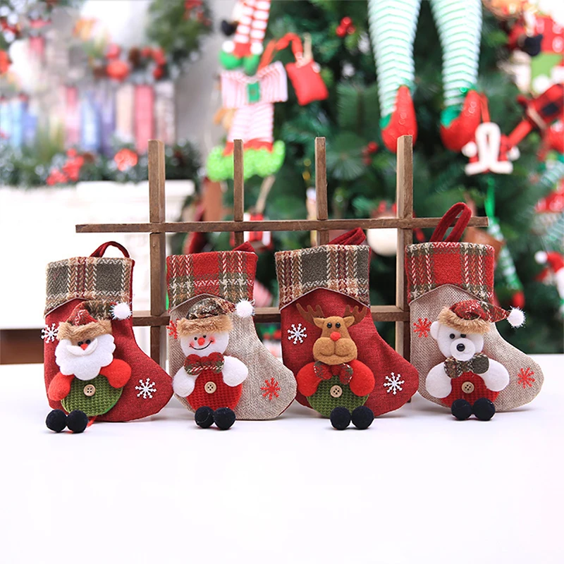 Фото 5 шт. Рождественский чулок мини носок Санта Клаус Конфеты Подарочная сумка