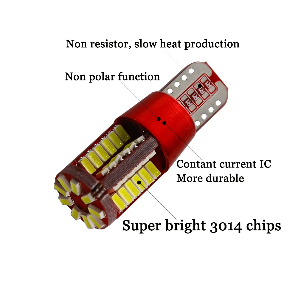 50X Car led light T10 Canbus No error 57 SMD 3014 LED 194 57SMD 57LED Light Bulb Clearance lights Lamp Super White DC 12V | Автомобили и