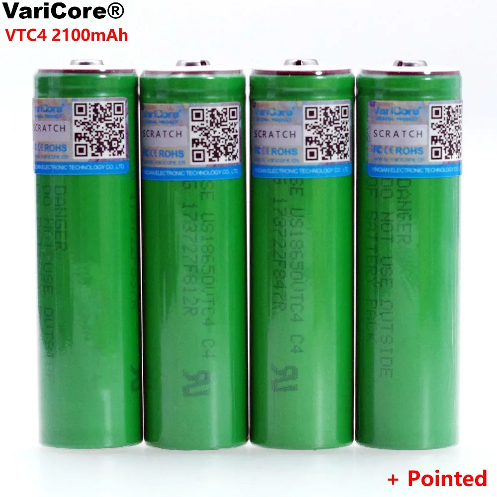 4 шт. VariCore 100% оригинальный 3 6 V 18650 VTC4 2100mAh Высокий слив 30A перезаряжаемая батарея