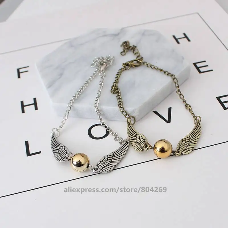 

Wholesale Woman Men Wings Bracelet Hot Sale Gold Snitch Fashion Jewelry Wholesale Bracelet